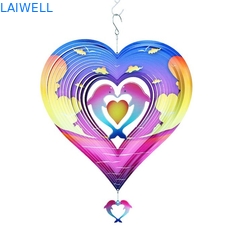 300*300MM Whirling Metal Wind Spinner Summer UV Printing Dolphin Wind Spinner