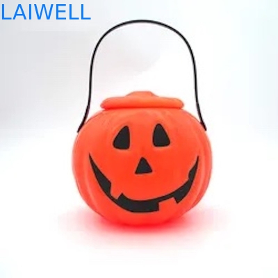 Reusable PP Plastic Containers Custom Halloween Pumpkin Bucket Lantern Candy Basket With Handle