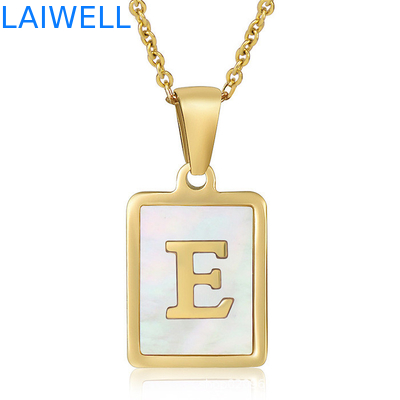 Simple 15*12MM Stainless Steel 3D Shell Letter Necklace Women'S Titanium Steel 26 Letter Pendants
