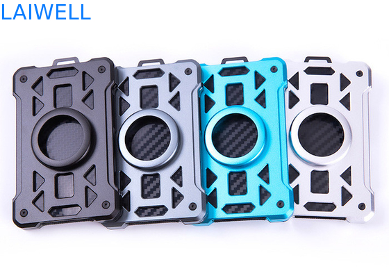 60*94*10MM Grey Customized RFID Aluminium Wallets Card Holders With AirTag Tracker And Steel Clip