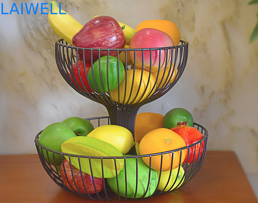 Customized Design Baking Black Iron 2-Layer Metal Fruit Plate 27*35*24CM