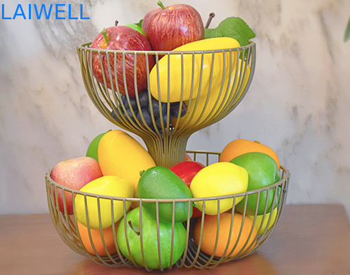 Customized Design Baking Black Iron 2-Layer Metal Fruit Plate 27*35*24CM