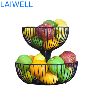 Customized Design Baking Black Iron 2-Layer Metal Fruit Plate 27*35*24CM