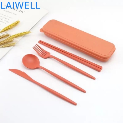 Lightweight Eco Tableware Accessories Food Grade Wheat Straw Fibre 4-PC Flatware Set For High Temperature Environments