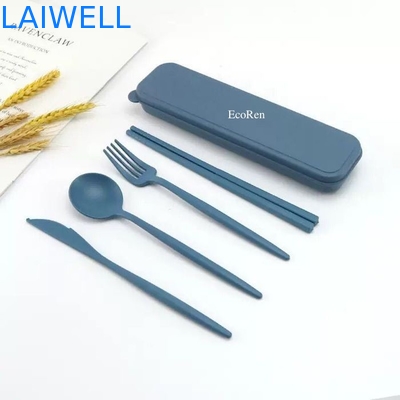 Lightweight Eco Tableware Accessories Food Grade Wheat Straw Fibre 4-PC Flatware Set For High Temperature Environments