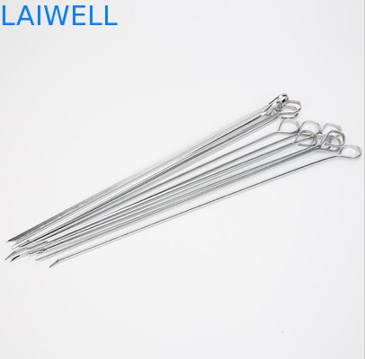 SGS Flat Wide 16.8" Reusable Grilling Kabob Skewers Metal Shish Kabob Sticks