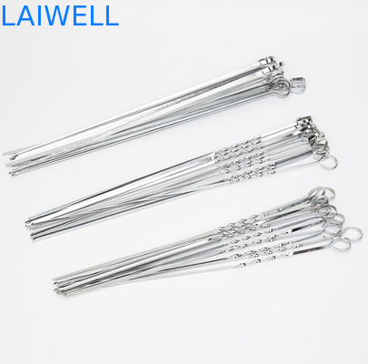 SGS Flat Wide 16.8" Reusable Grilling Kabob Skewers Metal Shish Kabob Sticks