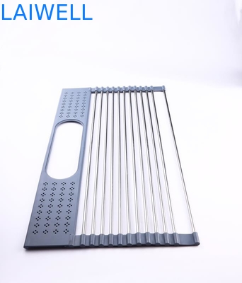 Foldable SGS 280mm 385mm Over The Sink Roll Up Dish Drying Rack