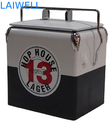 Portable SGS Red 13L Metal Retro Cooler / Vintage Metal Cooler Box