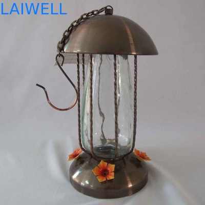 Anodizing SGS Metal Tube Bird Feeder / Glass And Metal Hummingbird Feeder
