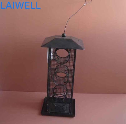 Laser Engraving Logo Galvanized Black Metal Bird Feeder Squirre Resistance