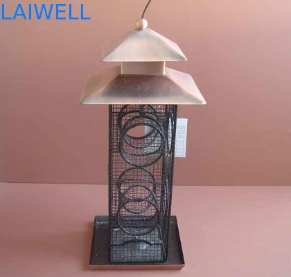Laser Engraving Logo Galvanized Black Metal Bird Feeder Squirre Resistance