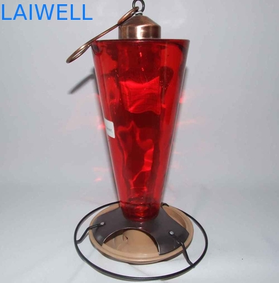 Red acrylic Glass Metal Stamping Garden Bird Feeder  / Cast Iron Bird Feeder