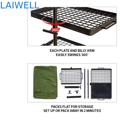 37 Inch Camping Swing Steel Barbecue Grills Campfire Hot Plate Combo