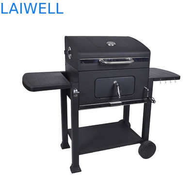 Black Powder Coated 24 Inch Garden Barbecue Grill Charcoal Trolley Bbq