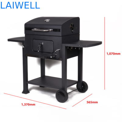 Black Powder Coated 24 Inch Garden Barbecue Grill Charcoal Trolley Bbq