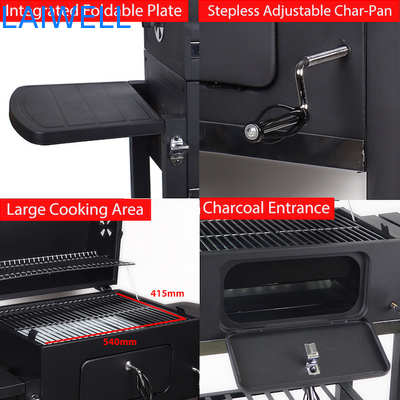 Black Powder Coated 24 Inch Garden Barbecue Grill Charcoal Trolley Bbq