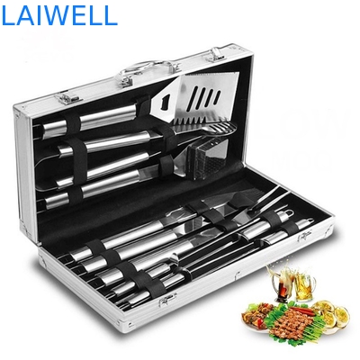 BBQ Accessories 10PCS 304 Stainless Steel Bbq Grill With Aluminum Case