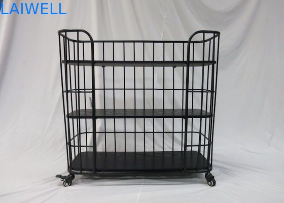 Powder Coated 13L Metal Storage Trolley On Wheels Classical Design
