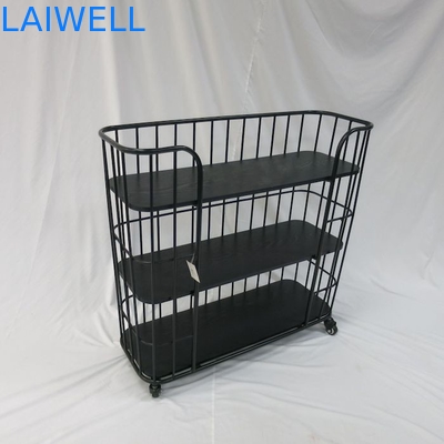 Powder Coated 13L Metal Storage Trolley On Wheels Classical Design