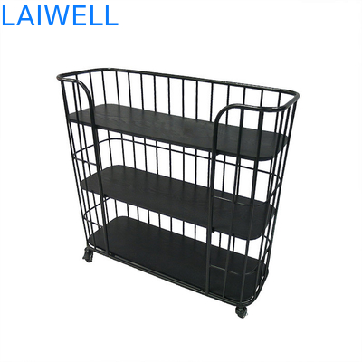 Powder Coated 13L Metal Storage Trolley On Wheels Classical Design