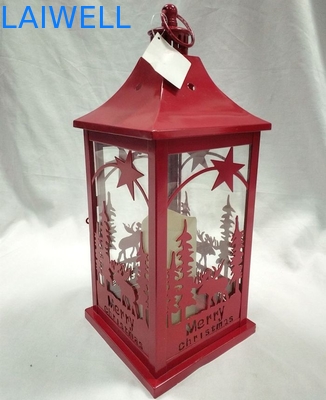 Red Painted 16.10''inch Led Hurricane Lamps Outdoor Hurricane Lights