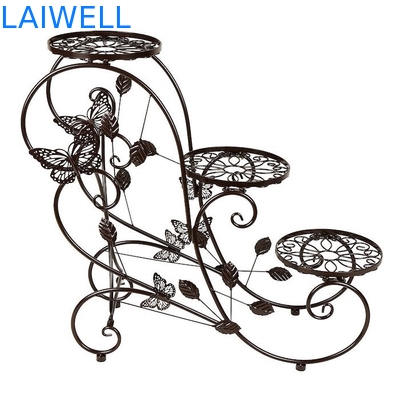 Multilayer Brown Painting 26cm Metal Planter Rack  Iron Flower Pot Holder