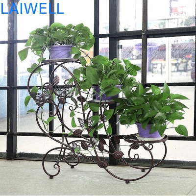 Multilayer Brown Painting 26cm Metal Planter Rack  Iron Flower Pot Holder