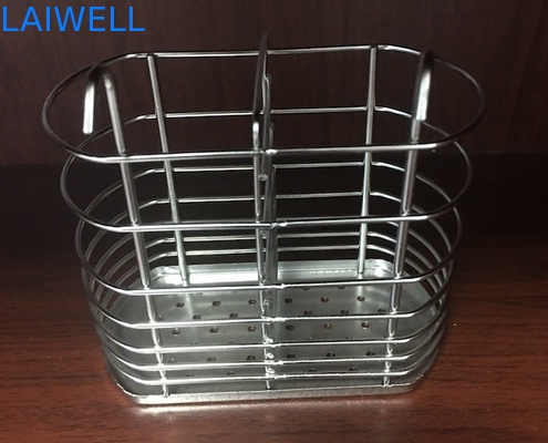 ISO Small Silver Metal Welded Wire Hanging Storage Basket 2 Compartments