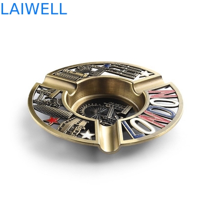 Customized Rohs 118mm Round Metal Ashtray / Portable Cigarette Ashtray