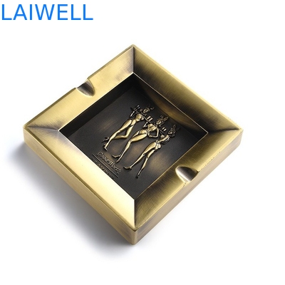 Classical Square Bronze Color Plating Metal Pocket Ashtray lightweight