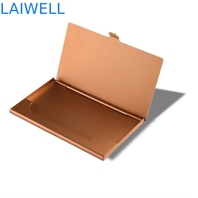 Modern Simplify 94*60mm Aluminium Card Wallets Anodizing Gold Color
