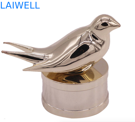 Customized Luxury Bird Design Gold Plating perfume bottle tops Free Sample