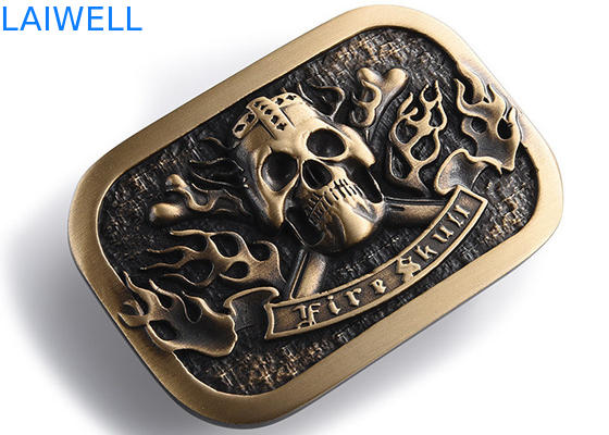 Skull Shape Design Metal Die Casting Brass Plating Zinc Alloy Belt Buckle