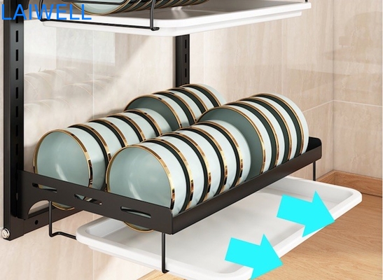 Removable 400*280*420mm 2 Layer Dish Drying Rack / Carbon Steel Dish Drainer