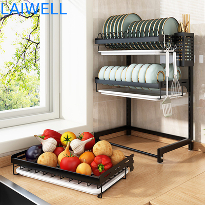 Compact 400*280*620mm Stainless Steel Kitchenwares SGS 3 Layer Dish Rack Organizer