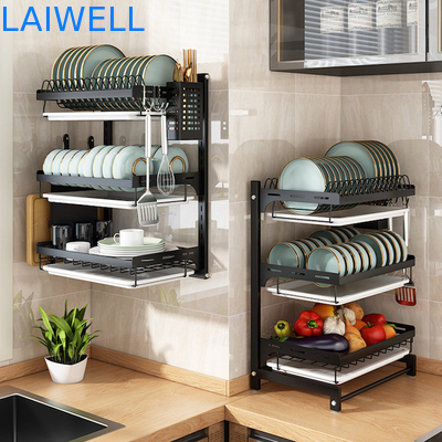 Compact 400*280*620mm Stainless Steel Kitchenwares SGS 3 Layer Dish Rack Organizer