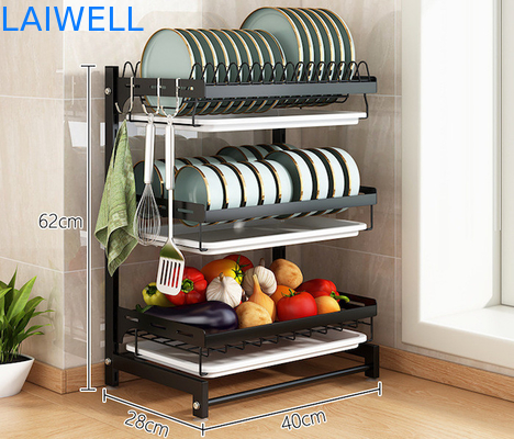 412*266*555mm 3 Tier Stainless Steel Dish Drainer / Metal Dish Drying Rack