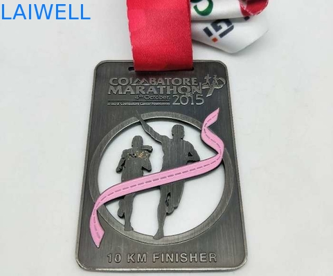 PVD Plating Zinc Alloy Painting Marathon Medals Grey Hollow Out