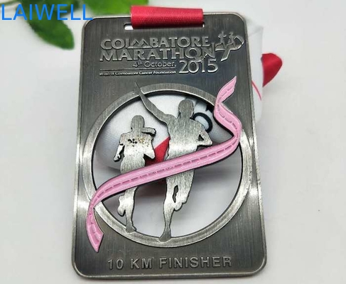 PVD Plating Zinc Alloy Painting Marathon Medals Grey Hollow Out
