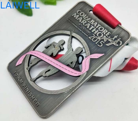 PVD Plating Zinc Alloy Painting Marathon Medals Grey Hollow Out