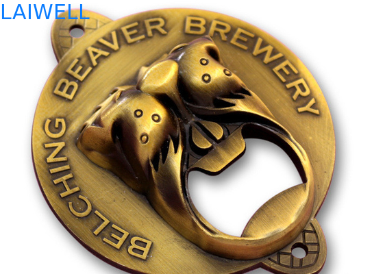 Retro Wall Mounted Ancient Gold Metal Bottle Opener 50*40mm PVD Plated