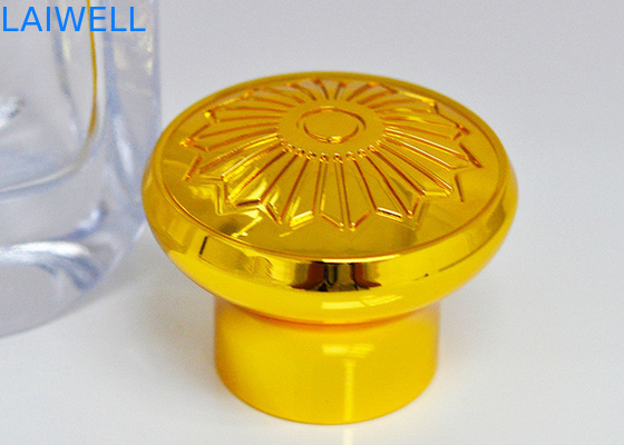 Gold Color Plating Zinc Alloy Perfume Bottle Tops With 17.2mm Inner