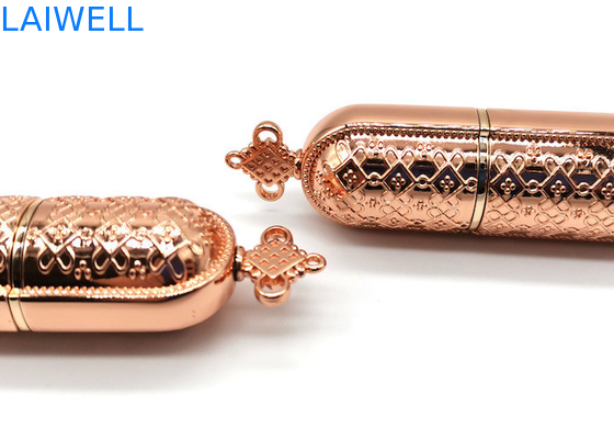 OEM Zinc Alloy Metal Die Casting Lipstick Tube with Chinese Knot Design for High-End Beauty Products