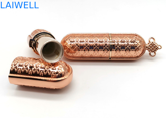 OEM Zinc Alloy Metal Die Casting Lipstick Tube with Chinese Knot Design for High-End Beauty Products