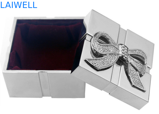 Silver PVD Plating Square Zinc Alloy Jewelry Box 52*52*43mm