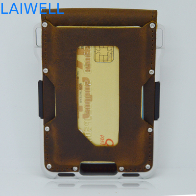 Multifunctional 10 in 1 Pocket Leather Flap Aluminium Card Wallet Anode Oxidizing