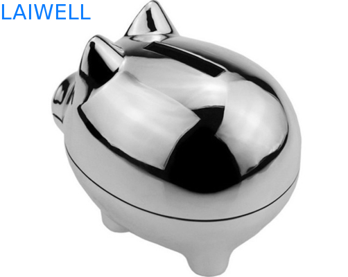 Laser Engraving Metal Houseware Zinc Alloy Silver Plated Mini Coin Bank