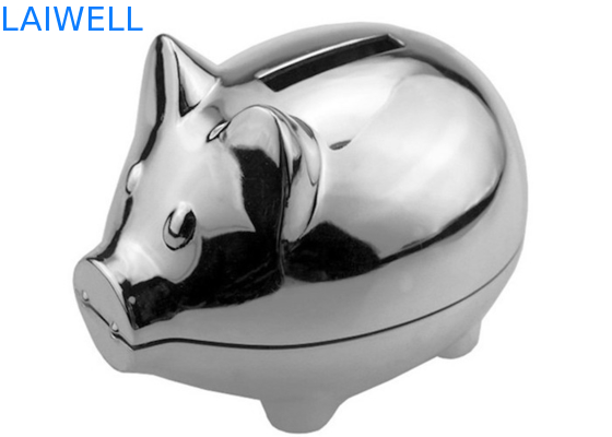 Laser Engraving Metal Houseware Zinc Alloy Silver Plated Mini Coin Bank
