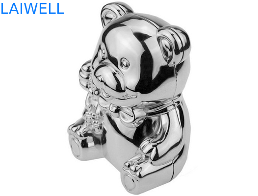 Cute Silver Plated Teddy Bear Coin Bank Die Casting 105*85*118mm